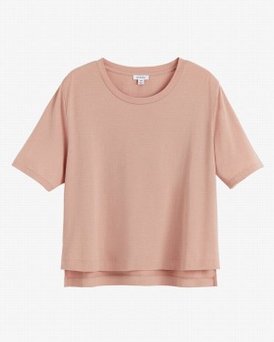 Koszulki Damskie Cuyana Pima Cropped Tee Różowe | URN5953ZS