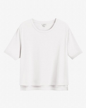 Koszulki Damskie Cuyana Pima Cropped Tee Białe | NSH3415MZ