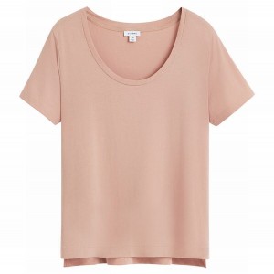 Koszulki Damskie Cuyana Pima Scoop Neck Tee Różowe | UUE3918PP