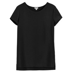 Koszulki Damskie Cuyana Silk High-Low Tee Czarne | SZV1471SD