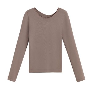 Koszulki Damskie Cuyana Stretch Long Sleeve Tee Głęboka Brązowe | AJA5089ET