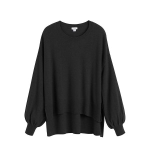 Swetry Damskie Cuyana Single-Origin Cashmere Open Side Czarne | KGB1396XQ