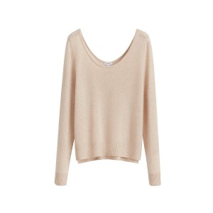 Swetry Damskie Cuyana Single-Origin Cashmere Scoop Neck Beżowe | COI5219JH