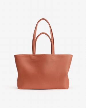 Torby Tote Damskie Cuyana Small Easy Czerwone Brązowe | TUZ6847AM