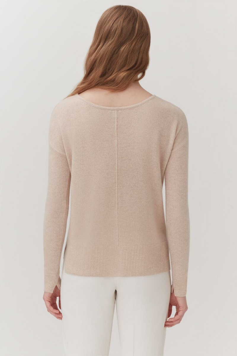 Kardigan Damskie Cuyana Single-Origin Cashmere Beżowe | XAF3350WO