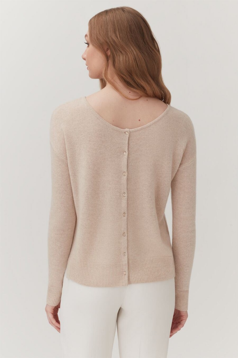 Kardigan Damskie Cuyana Single-Origin Cashmere Beżowe | XAF3350WO