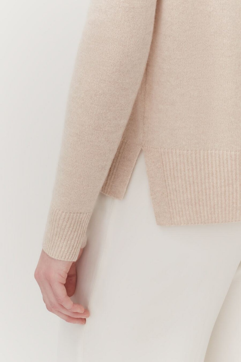 Kardigan Damskie Cuyana Single-Origin Cashmere Beżowe | XAF3350WO