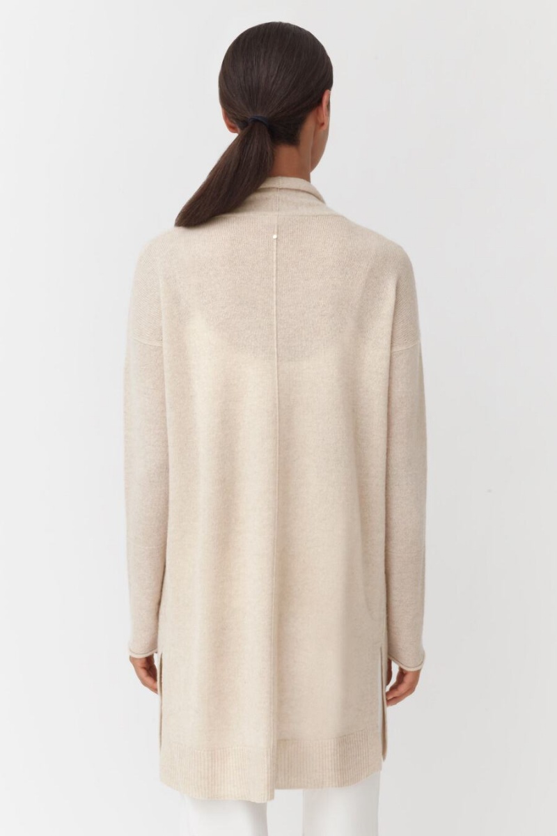 Kardigan Damskie Cuyana Single-Origin Cashmere Long Beżowe | WDF5139GR