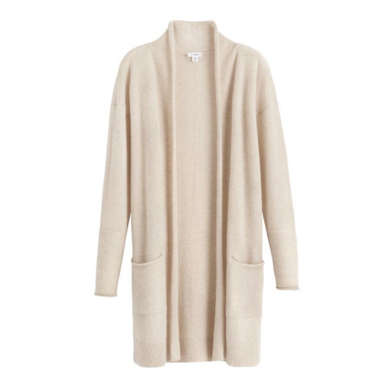 Kardigan Damskie Cuyana Single-Origin Cashmere Long Beżowe | WDF5139GR