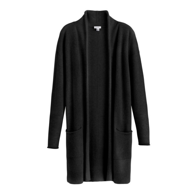 Kardigan Damskie Cuyana Single-Origin Cashmere Long Czarne | TQT1374VG