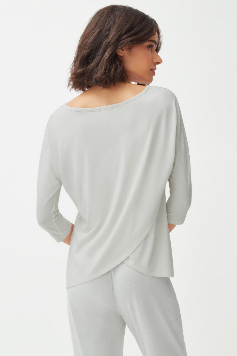 Koszulki Damskie Cuyana Organic Pima Drape-Back Szare | NME5776DH