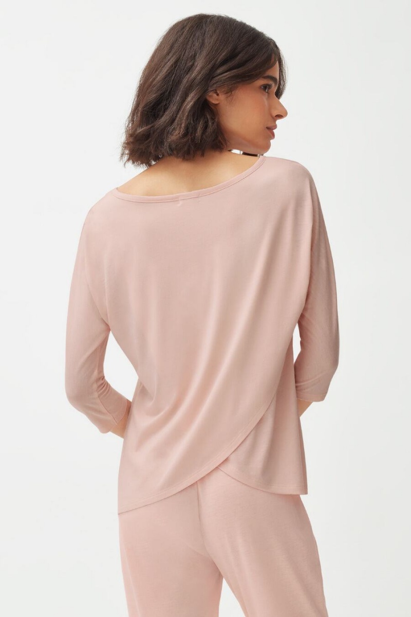 Koszulki Damskie Cuyana Organic Pima Drape-Back Różowe | VLM716GX