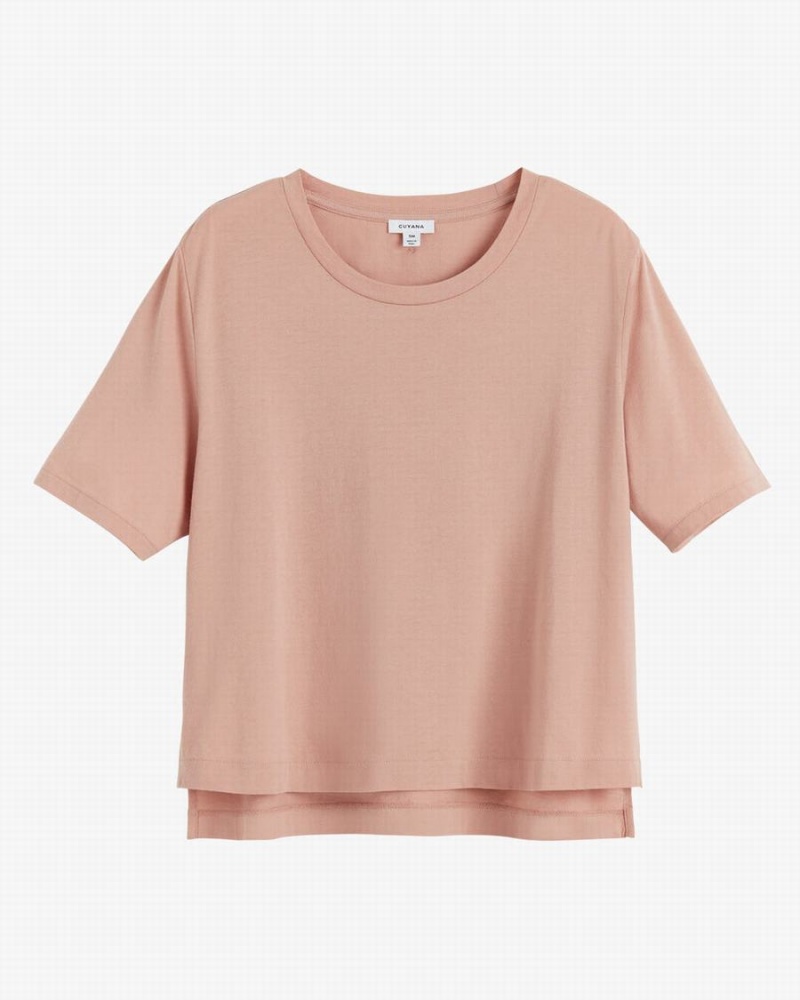 Koszulki Damskie Cuyana Pima Cropped Tee Różowe | URN5953ZS