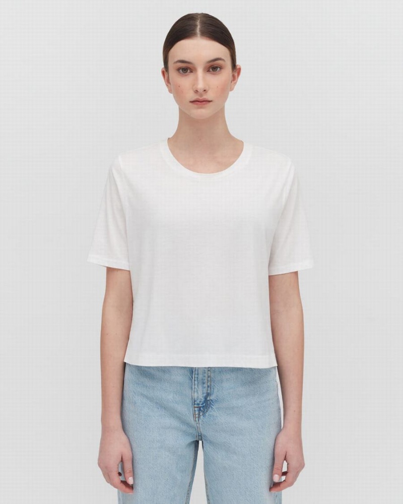 Koszulki Damskie Cuyana Pima Cropped Tee Białe | NSH3415MZ