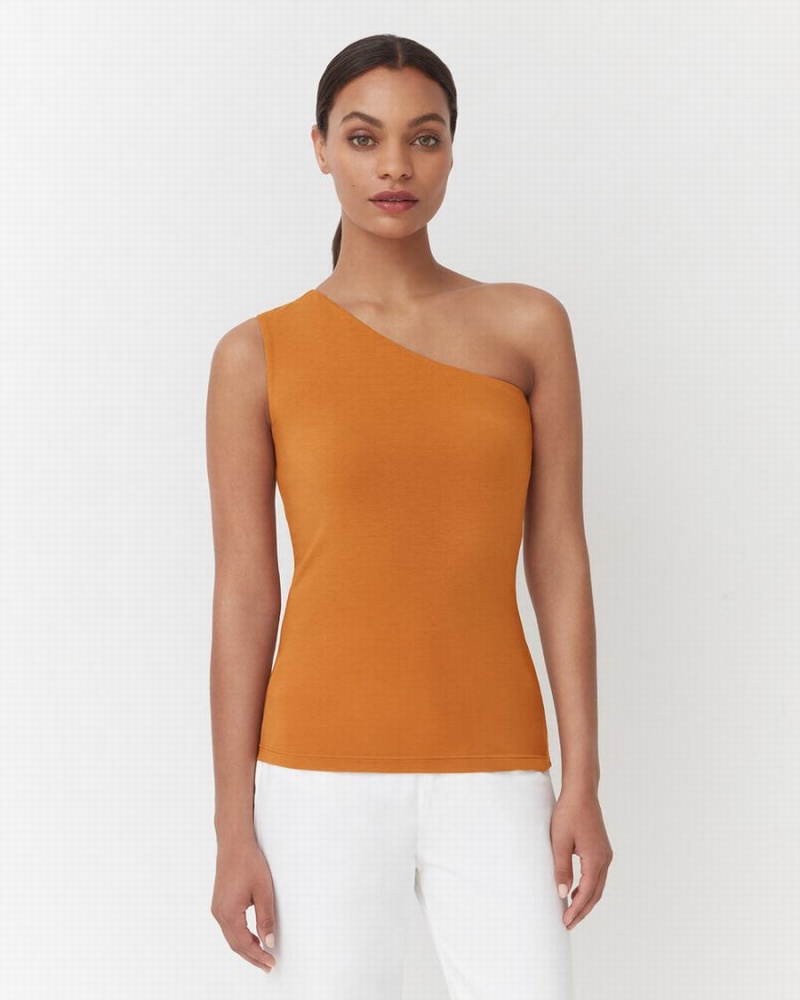 Podkoszulki Damskie Cuyana One Shoulder Top Żółte | DNT111MX