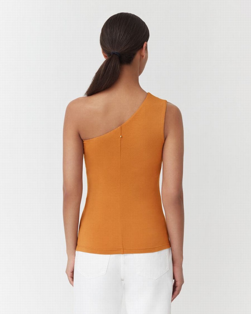 Podkoszulki Damskie Cuyana One Shoulder Top Żółte | DNT111MX