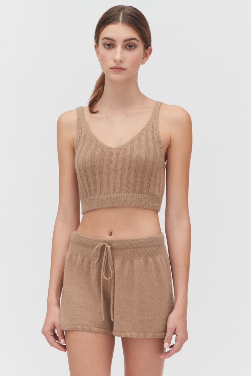 Podkoszulki Damskie Cuyana Single-Origin Cashmere Bralette Brązowe | BQR3211SU