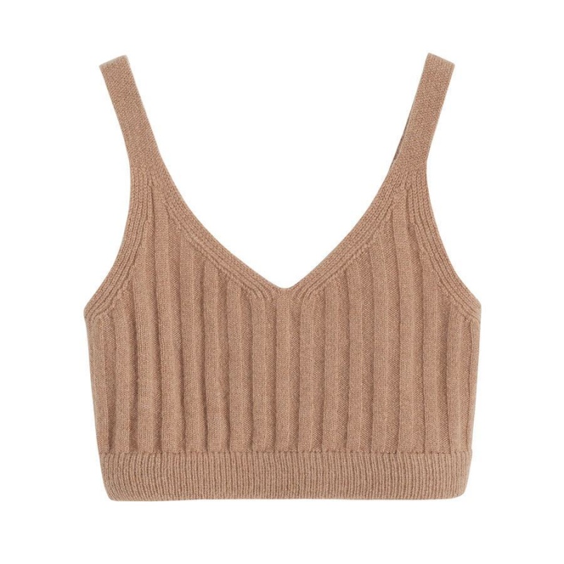 Podkoszulki Damskie Cuyana Single-Origin Cashmere Bralette Brązowe | BQR3211SU