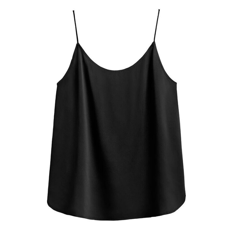 Podkoszulki Damskie Cuyana Washable Charmeuse Cross-Back Cami Czarne | TIB3054LQ