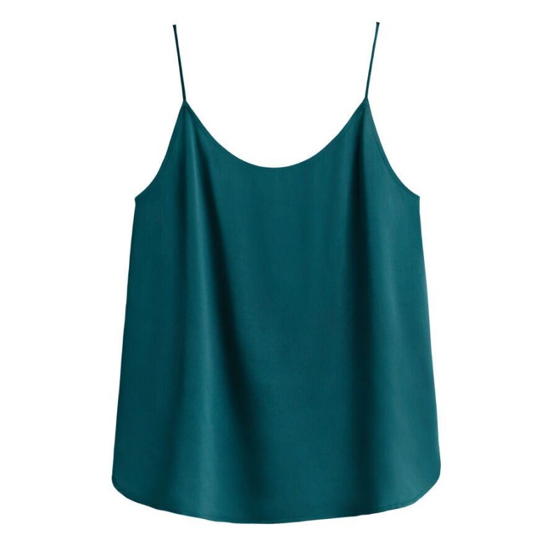 Podkoszulki Damskie Cuyana Washable Charmeuse Cross-Back Cami Niebieskie | EOU3610UM