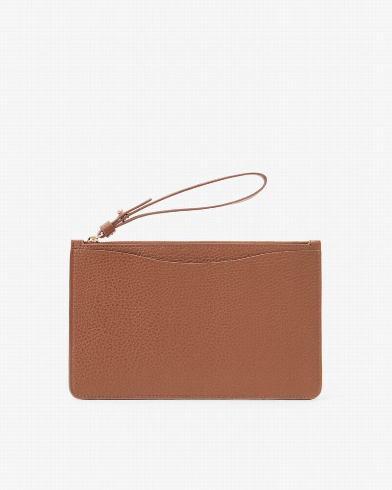 Portfele Damskie Cuyana Slim Wristlet Brązowe | ZAS1660AX