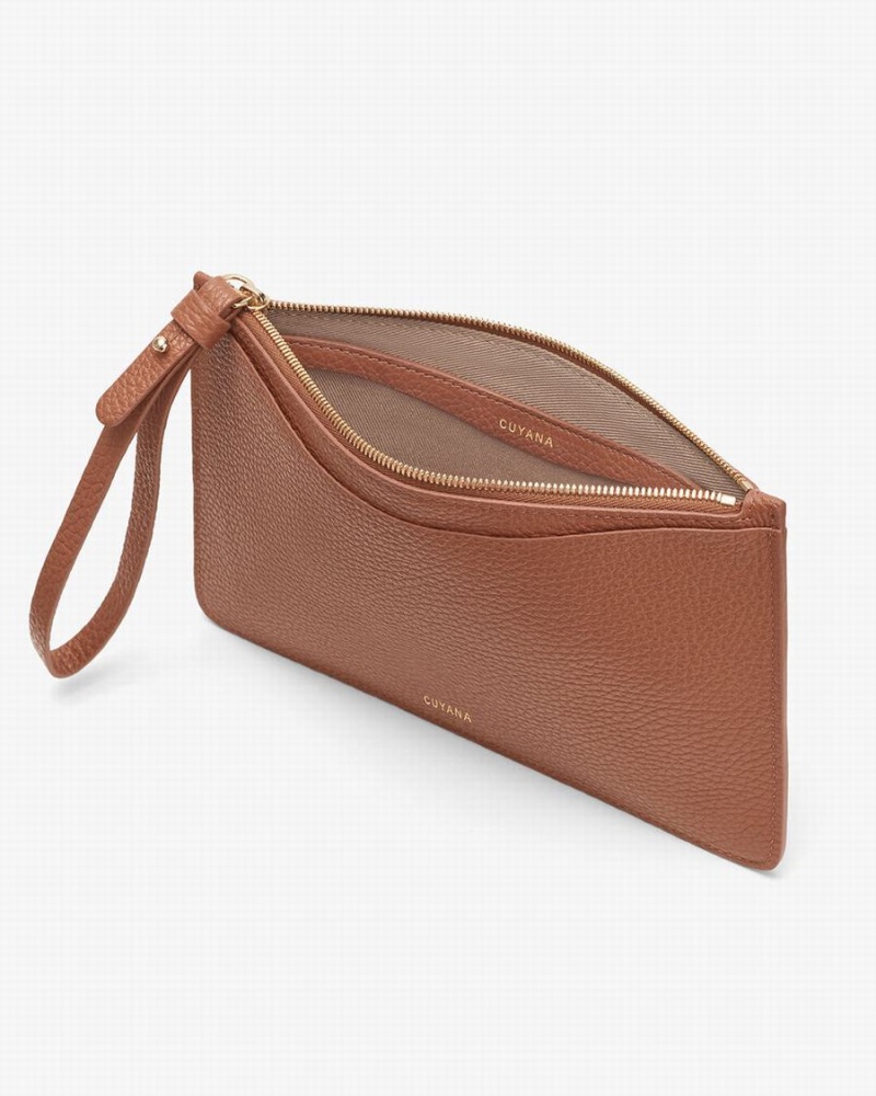 Portfele Damskie Cuyana Slim Wristlet Brązowe | ZAS1660AX