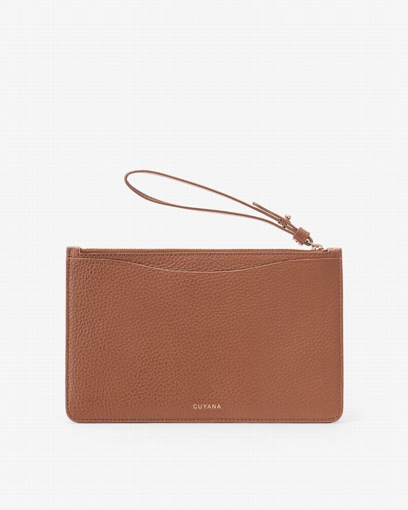 Portfele Damskie Cuyana Slim Wristlet Brązowe | ZAS1660AX