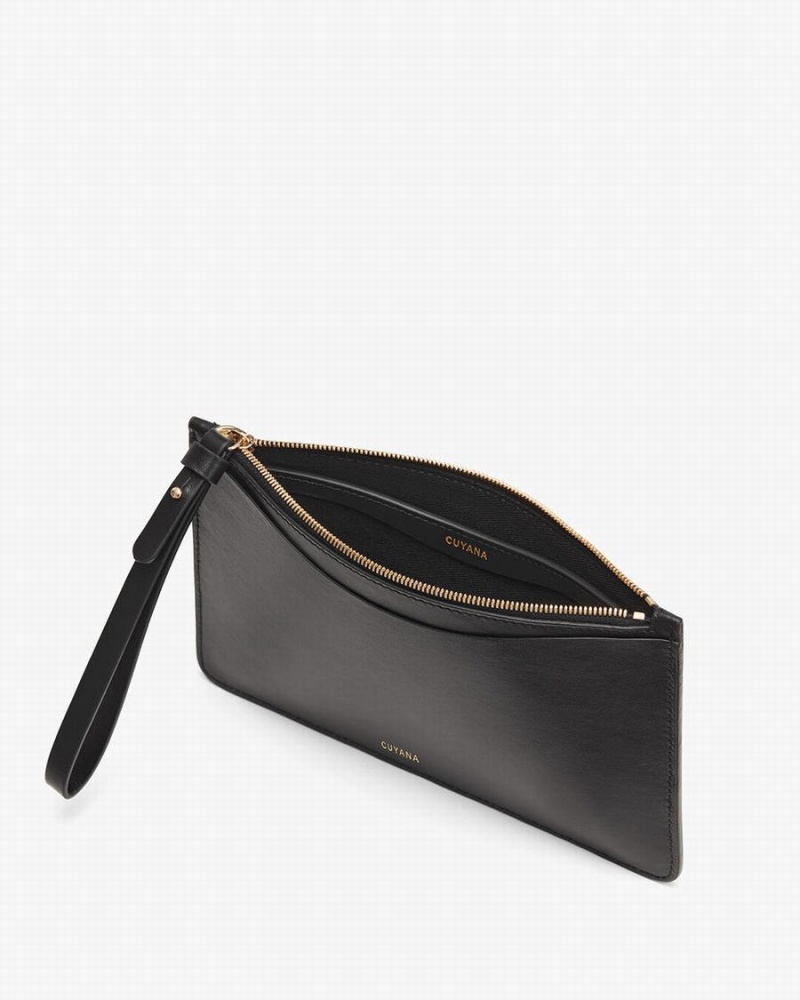 Portfele Damskie Cuyana Slim Wristlet Czarne | KWD8883VG