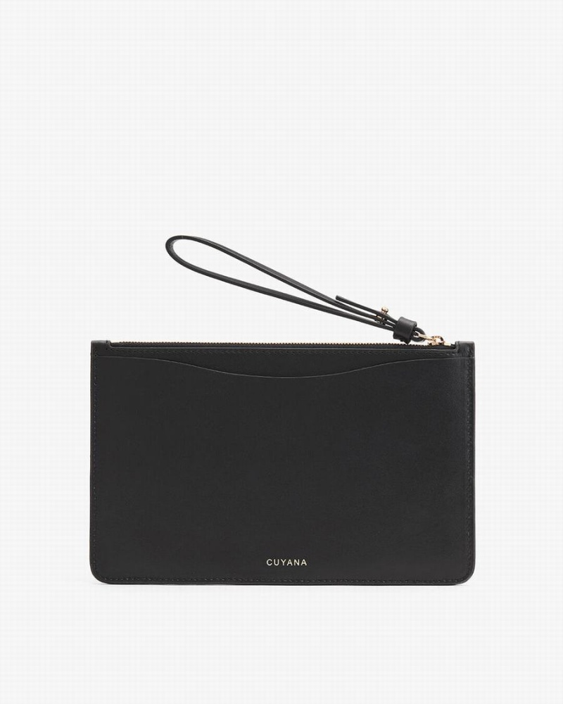 Portfele Damskie Cuyana Slim Wristlet Czarne | KWD8883VG