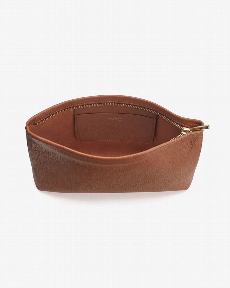 Pouches Damskie Cuyana Small Zamkiem Brązowe | QWF4373UT