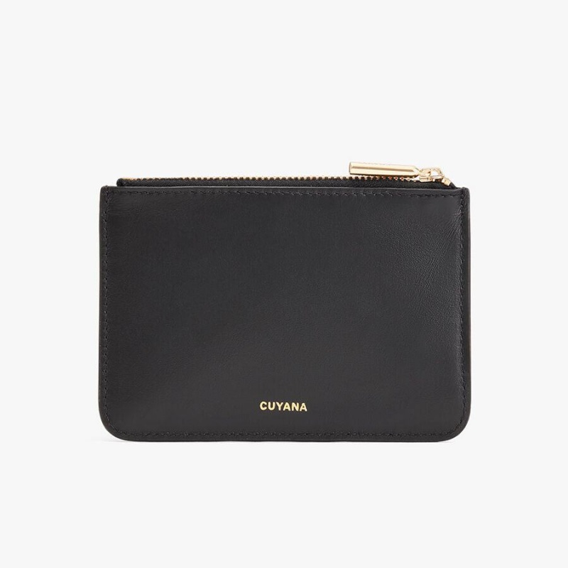 Pouches Damskie Cuyana Zero Waste Slim Skórzane Czarne | NJP1129TW