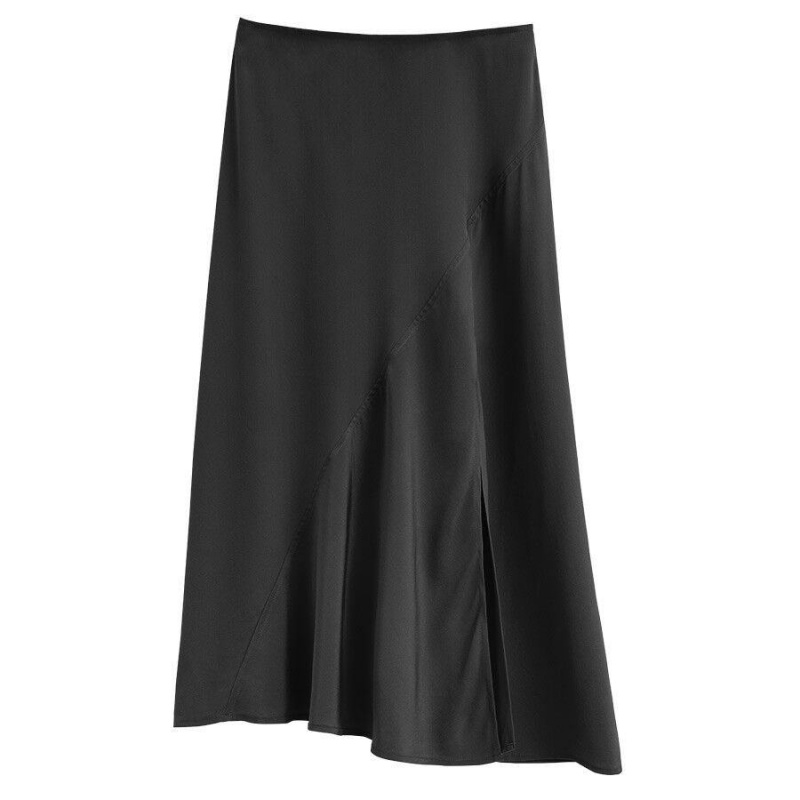 Spódnice Damskie Cuyana Silk Asymmetrical Czarne | ANE7353QD