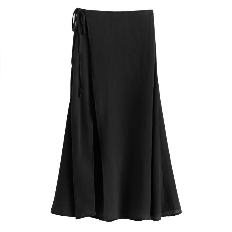 Spódnice Damskie Cuyana Wrap Maxi Cover Up Czarne | DWD8962ZR