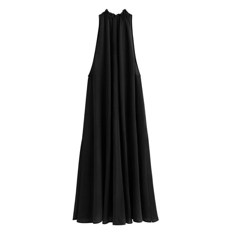 Sukienka Damskie Cuyana Gathered-Neck Maxi Cover Up Czarne | WOH10050HN