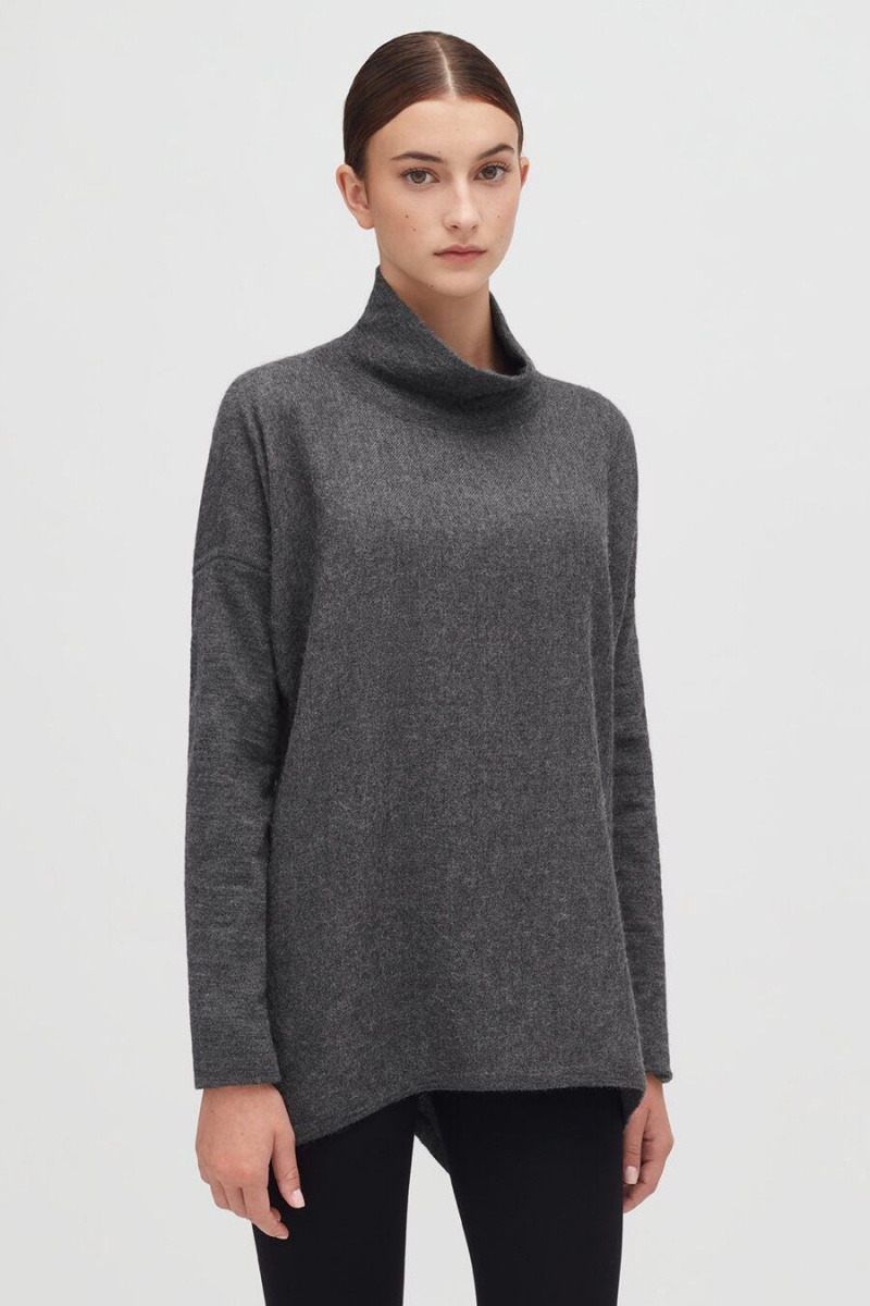 Swetry Damskie Cuyana Alpaca Open-Back Turtleneck Szare | JAB7491ZM