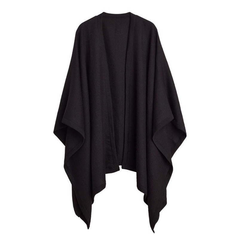 Swetry Damskie Cuyana Baby Alpaca Square Edge Cape Czarne | MWO7095LV