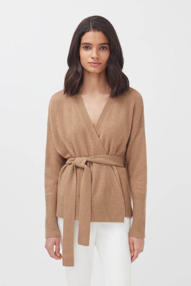 Swetry Damskie Cuyana Cashmere Soft Wrap Brązowe | CEU7320CA