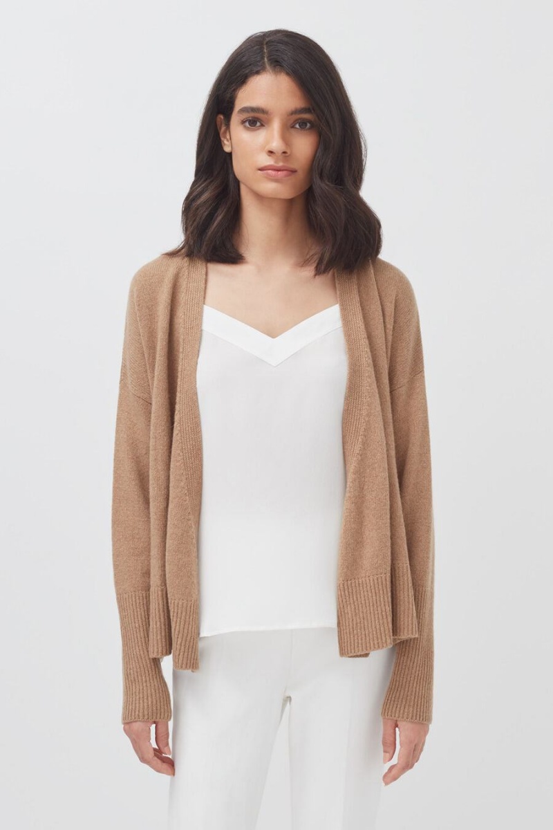 Swetry Damskie Cuyana Cashmere Soft Wrap Brązowe | CEU7320CA