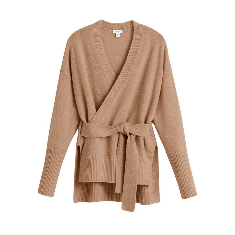 Swetry Damskie Cuyana Cashmere Soft Wrap Brązowe | CEU7320CA