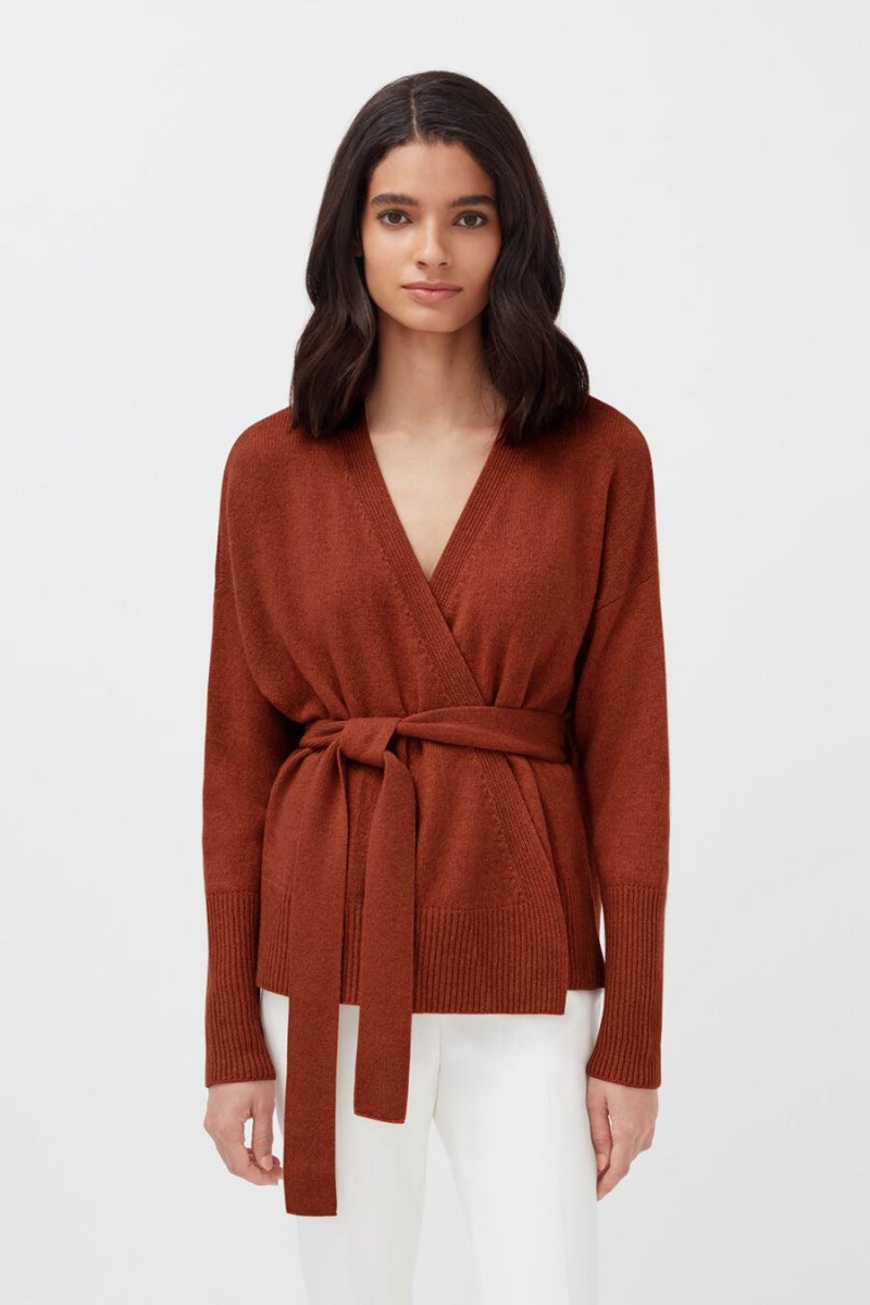 Swetry Damskie Cuyana Cashmere Soft Wrap Ciemny Pomarańczowe | XRZ2716NN