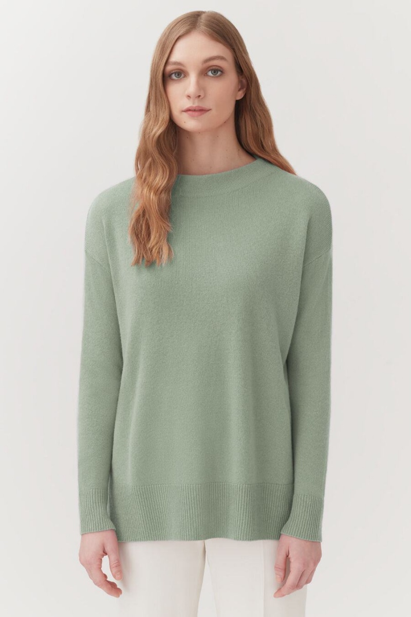 Swetry Damskie Cuyana Single-Origin Cashmere Funnel Neck Zielone | ZBX2040ZE