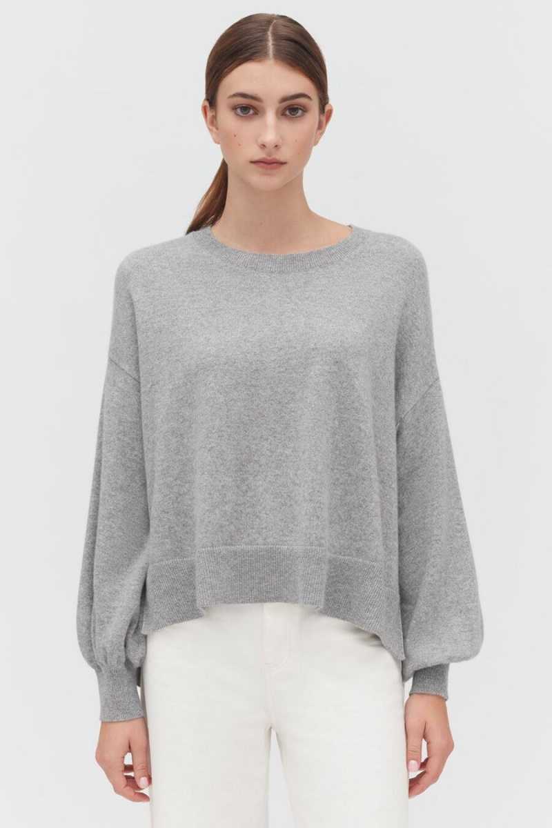 Swetry Damskie Cuyana Single-Origin Cashmere Open Side Głęboka Szare | HCT6039PM