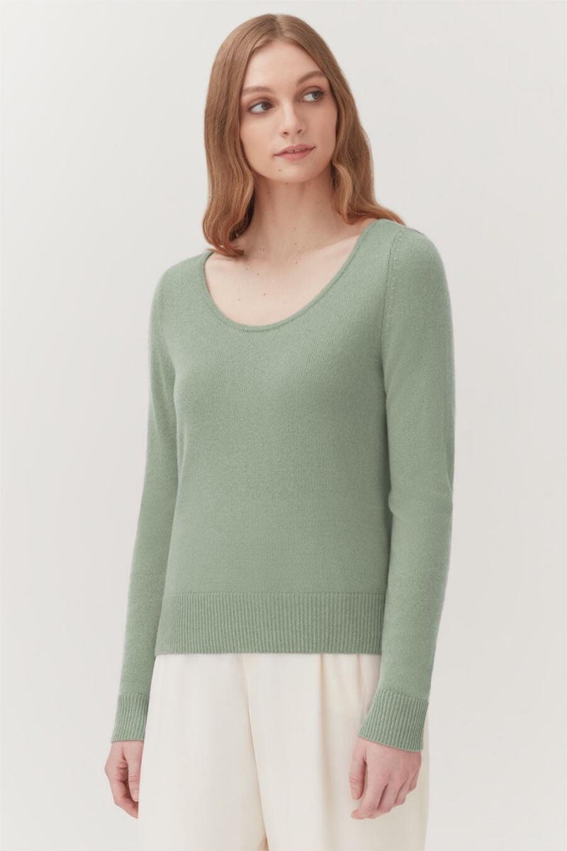 Swetry Damskie Cuyana Single-Origin Cashmere Scoop Neck Zielone | BFZ1615KI