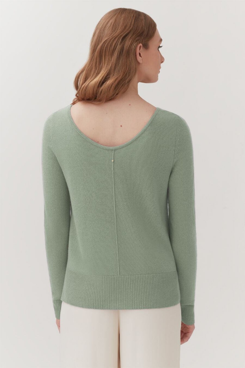 Swetry Damskie Cuyana Single-Origin Cashmere Scoop Neck Zielone | BFZ1615KI