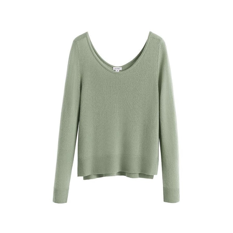 Swetry Damskie Cuyana Single-Origin Cashmere Scoop Neck Zielone | BFZ1615KI