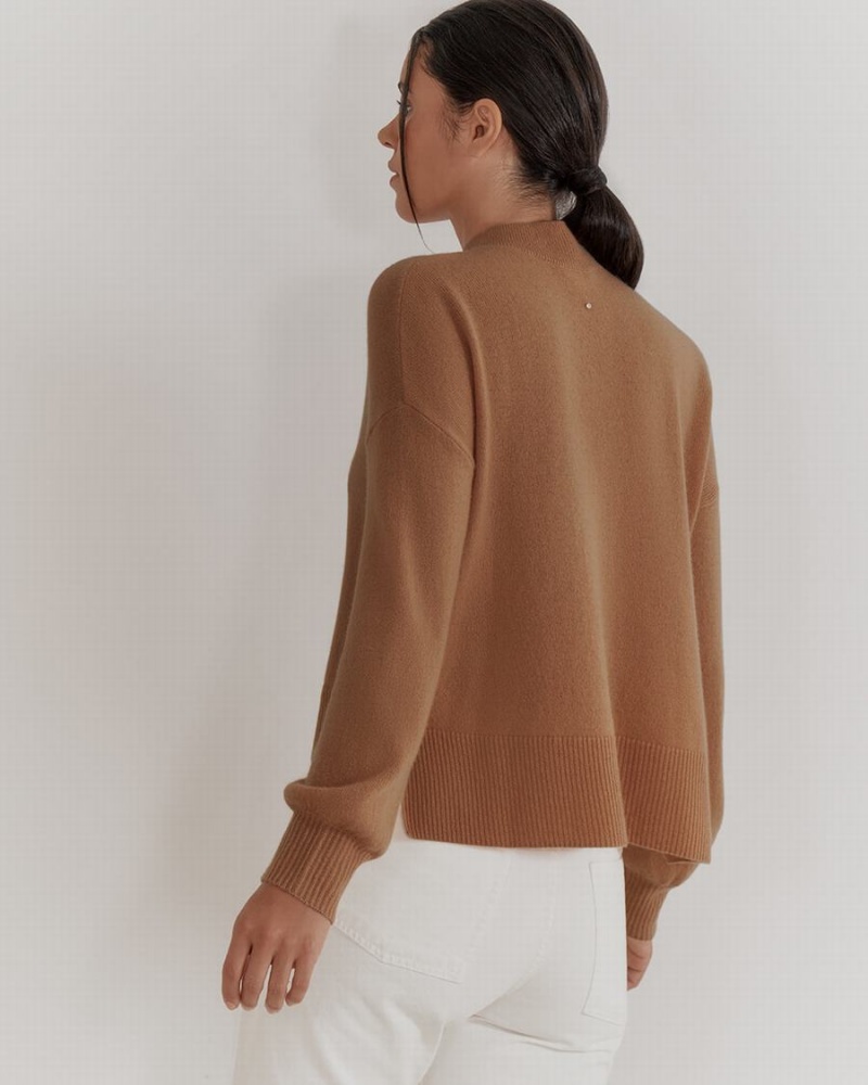 Swetry Damskie Cuyana Single Origin Cashmere Cropped Brązowe | CEF1431EB