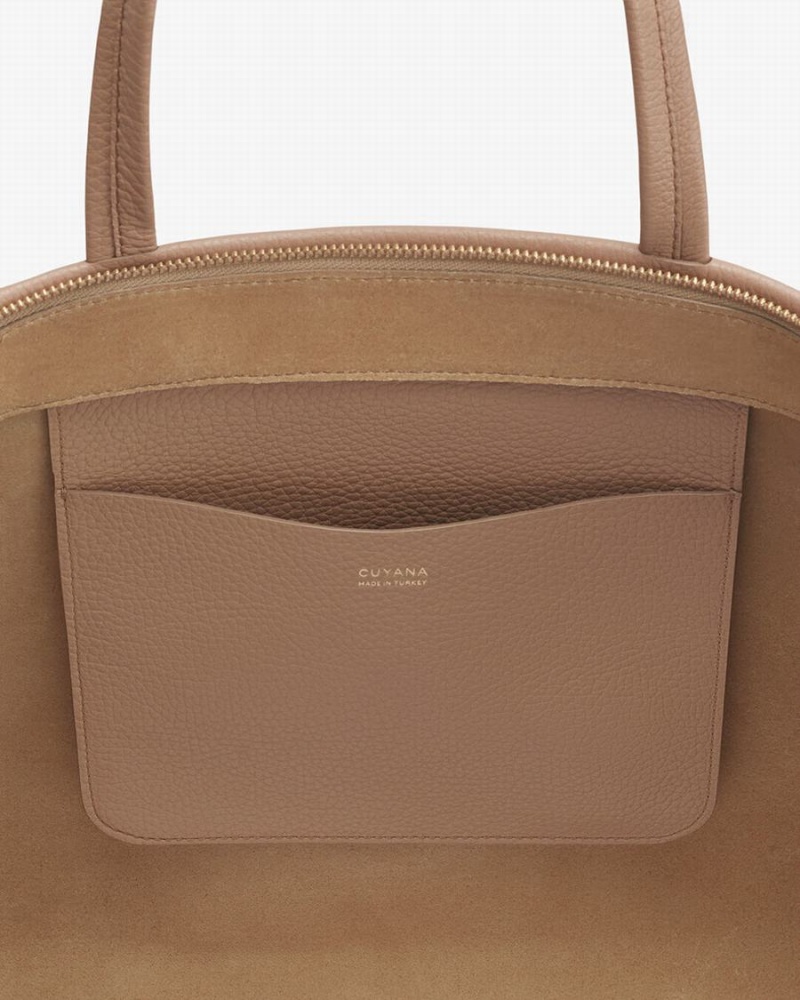 Torby Tote Damskie Cuyana Klasyczne Easy Zamkiem Khaki | WHG5110WZ