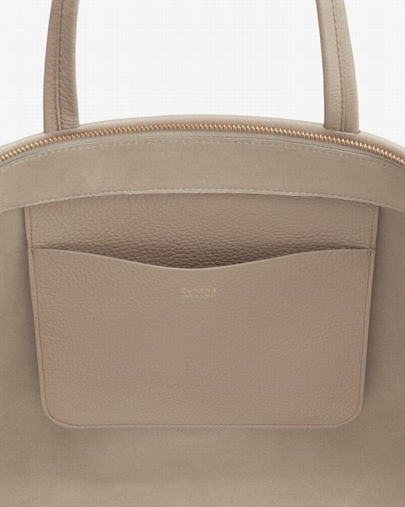 Torby Tote Damskie Cuyana Klasyczne Easy Zamkiem Szare | MBX8229GR