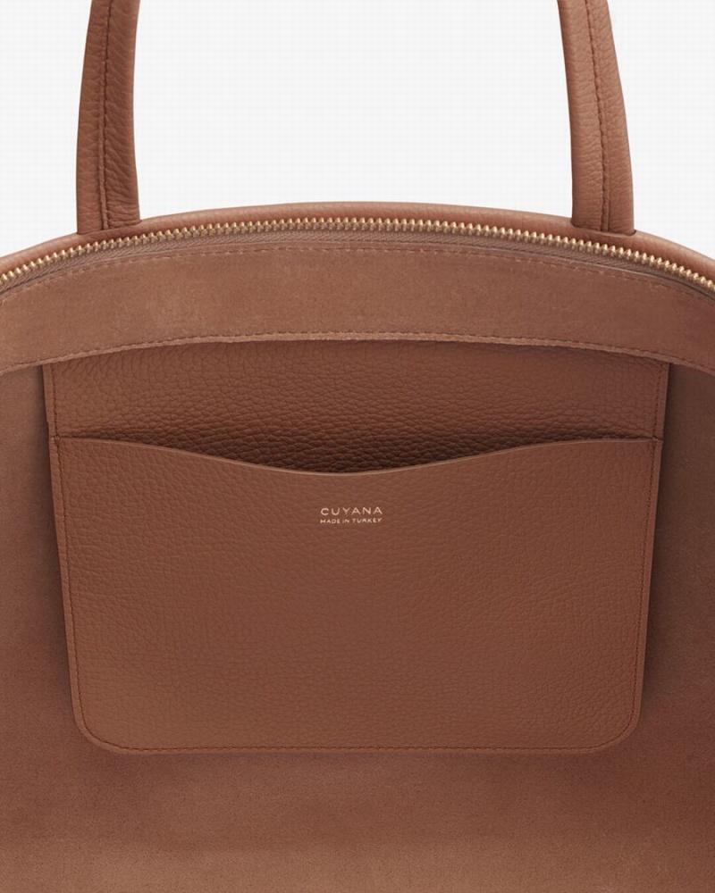 Torby Tote Damskie Cuyana Small Easy Zamkiem Brązowe | YIM7484CQ