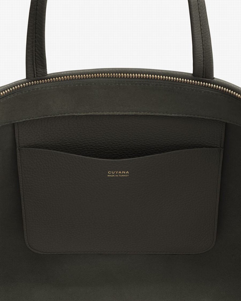 Torby Tote Damskie Cuyana Small Easy Zamkiem Ciemny Zielone | QZQ5380KE